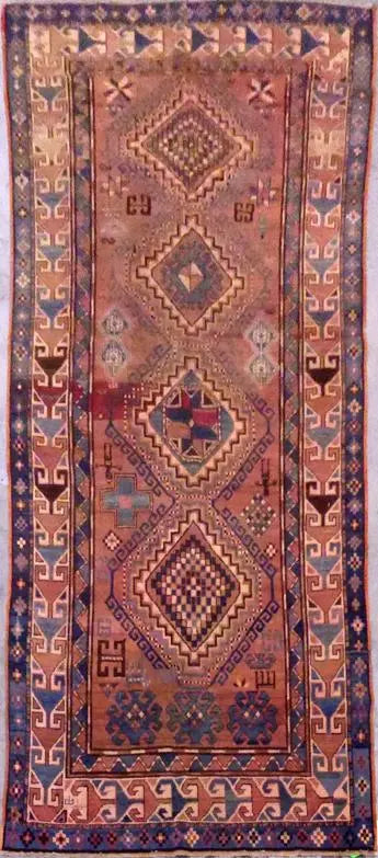 Authentic Cavasion Hand-Knotted Natural Wool Rug With Kazak Design  10'0'' X 4'4'' Panr0021320